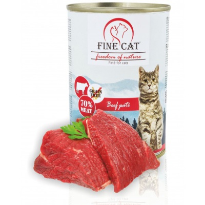 FINE CAT konservi kaķiem ar liellopu (pastēte), 400gr (00740)