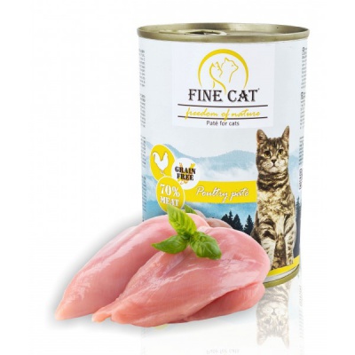 FINE CAT konservi kaķiem ar vistu (pastēte), 400gr (00741)