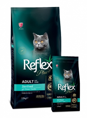 REFLEX sausā barība sterilizētiem kaķiem ar vistu 34/12, 1.5kg (RFP-040)