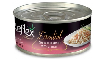 Reflex Essential консервы для котов -Куриное филе в собственном соку с креветками, 70гр