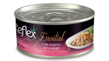 Reflex Essential konservi kaķiem - Tuncis savā sulā ar garnelēm, 70gr