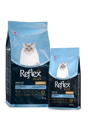 REFLEX PLUS HAIRBALL сухой корм для кошек (для вывода шерсти) с лососем, 1.5кг