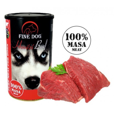 FINE DOG консервы для собак с говядиной (100% мясо), 1200гр