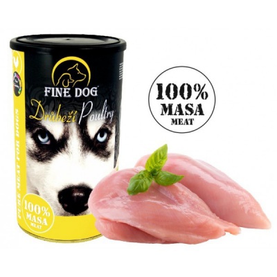 FINE DOG консервы для собак с курицей (100% мясо), 1200гр
