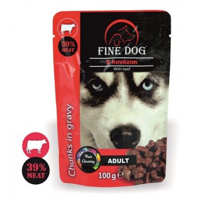 FINE DOG konservi suņiem ar liellopu(gabaliņi mērcē), 100gr (08030)