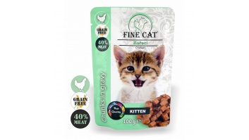 FINE CAT консервы для котят с курицей (кусочки в соусе), 100гр