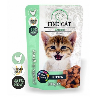 FINE CAT консервы для котят с курицей (кусочки в соусе), 100гр