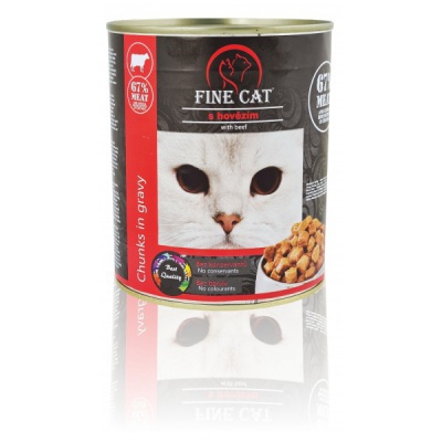 FINE CAT консервы для котов с говядиной (кусочки в соусе), 830гр