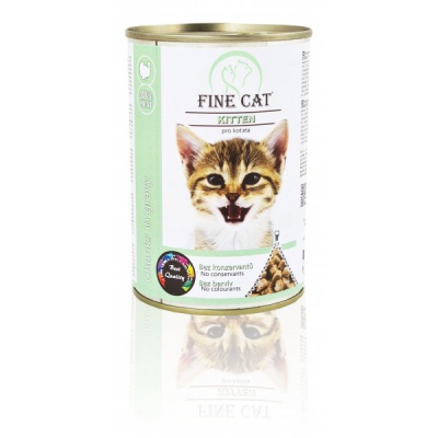 FINE CAT konservi kaķēniem ar putnu gaļu (gabaliņi mērcē), 415gr (00309)