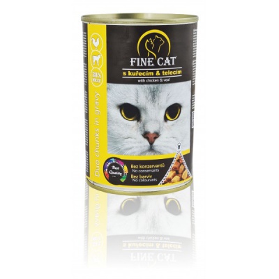 FINE CAT консервы для котов с курицей и телятиной (кусочки в соусе), 415гр