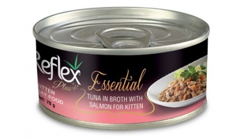 Reflex Essential konservi kaķēniem - Tuncis savā sulā ar lasi, 70gr