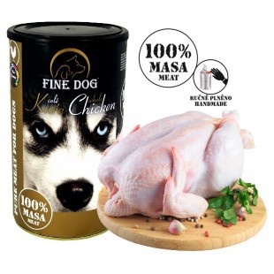 FINE DOG konservi suņiem ar veselu vistu (100% gaļa), 1200gr (00342)