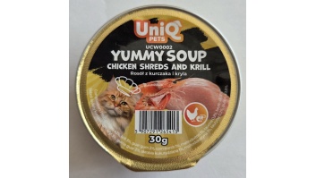 Uniq Pets Yummu Soup zupiņa kaķiem ar smalcinātu vistas gaļu un garnelēm 30g (UCW0002)
