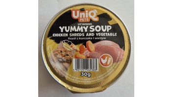 Uniq Pets Yummu Soup zupiņa kaķiem ar smalcinātu vistas gaļu un dārzeņiem 30g (UCW0001)
