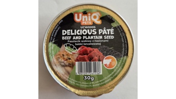 Uniq Pets Delikāta pastēte kaķiem ar liellopa gaļu un ceļmallapas sēklām 30g (UCW0005)