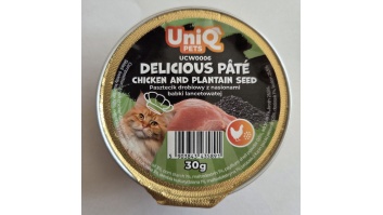 Uniq Pets Delikāta pastēte kaķiem ar vistas gaļu un ceļmallapas sēklām 30g (UCW0006)